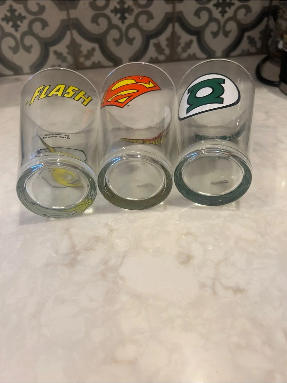 Set of 3 DC Comics Superhero Pint Glasses - Flash, Superman, Green Lantern- EUC